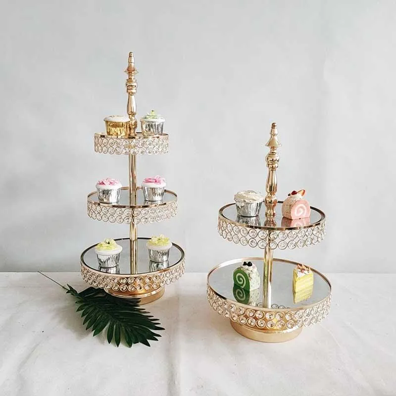 Overige bakvormen 2-3 lagen goud zilver metalen taartstandaard rond bruiloft verjaardagsfeestje dessert cupcake voetstuk displayplaat thuis Deco331Z