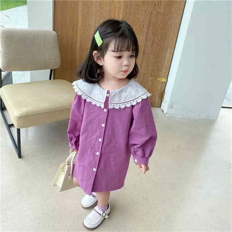 Gooporson Otoño Vestidos infantiles para niñas Bordado de encaje Vestido de princesa de manga larga Vestidos Lindo traje de niños pequeños coreanos 210715