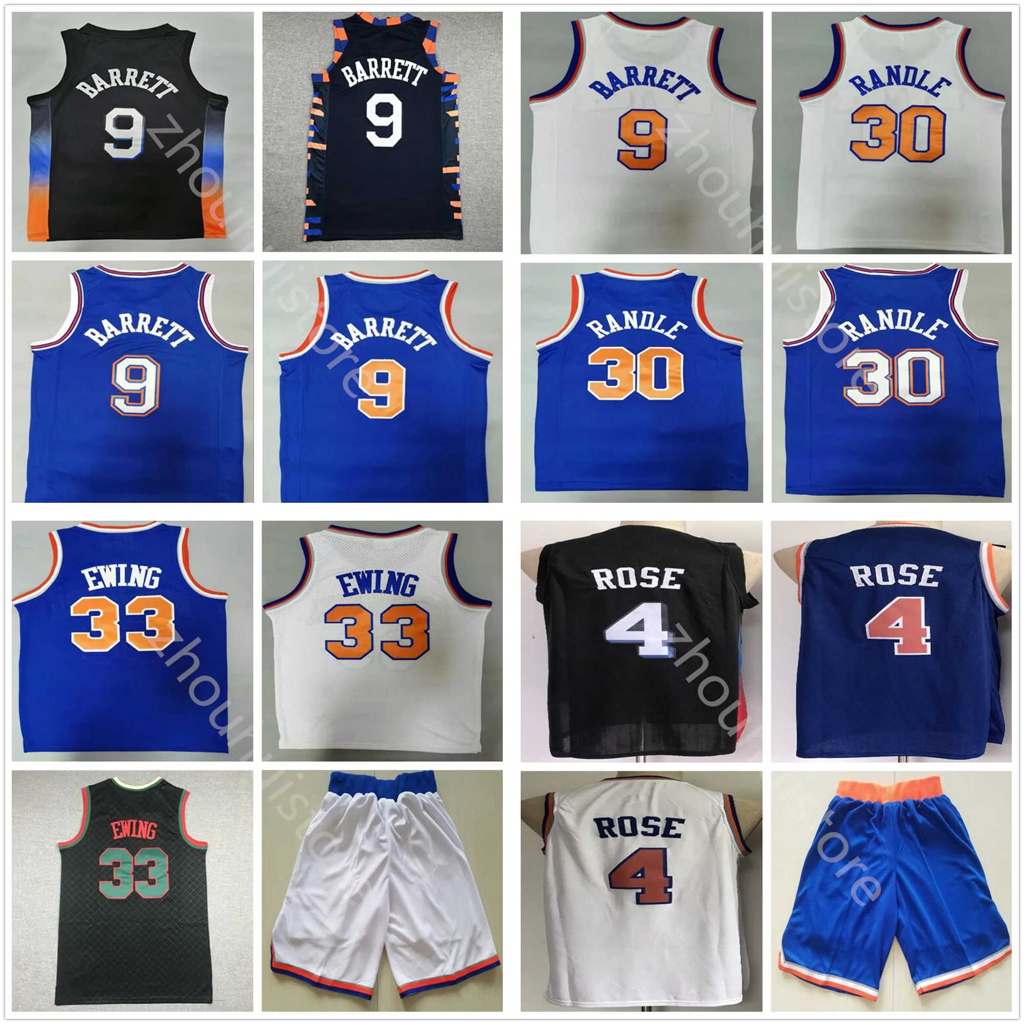 Mens City R.J. 9 Barrett Basketball Jerseys Julius 30 Randle Derrick 4 Rose Jersey Retro Patrick 33 Ewing Walt 10 Frazier Sti