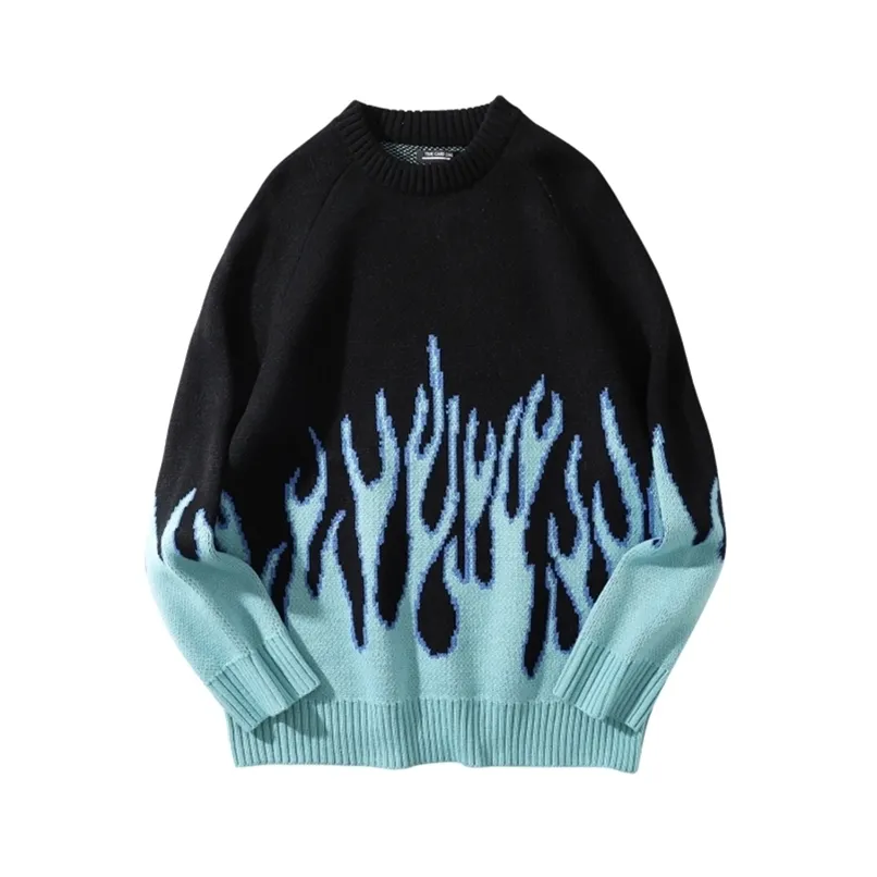 pull femme Winter Autumn long sleeve Blue Flame Women's sweater Oversized purple Female Pullover Women Sweaters jersey mujer 210914