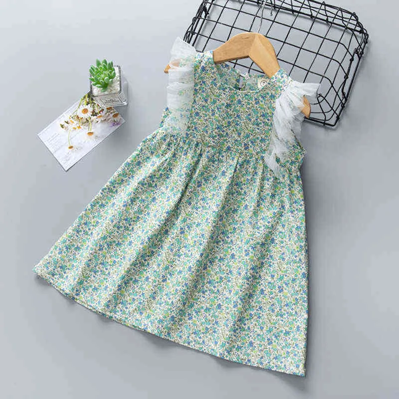 2-6 años de edad, vestidos de verano para niñas, vestidos de princesa estampados, vestido suelto para bebés y niñas, vestido floral, vestido sin mangas G1215