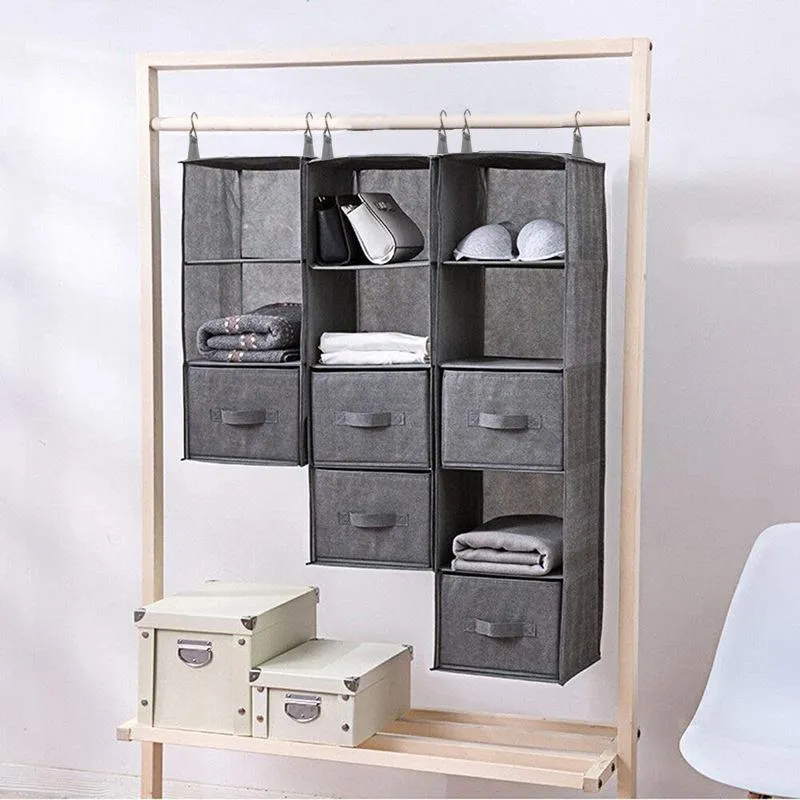 Storage Boxes & Bins Wardrobe Hanging Bag Interlayer Drawer Box Wall Closet Clothes Organizer Rack With Hook Home