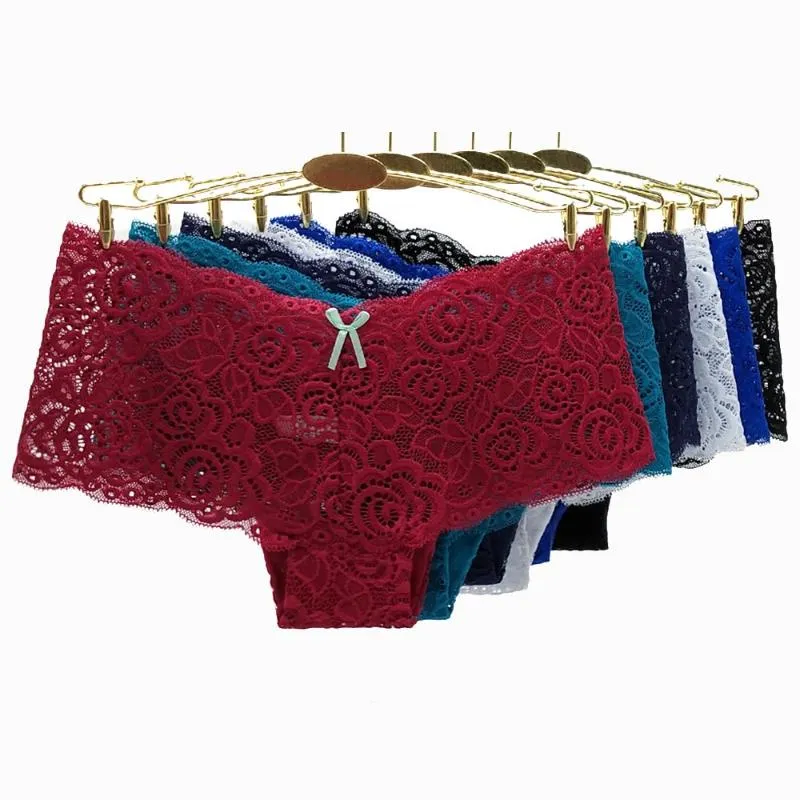 Moonflame Womens Lace Red Lace Panties Set Of 5 Boyshorts In Solid