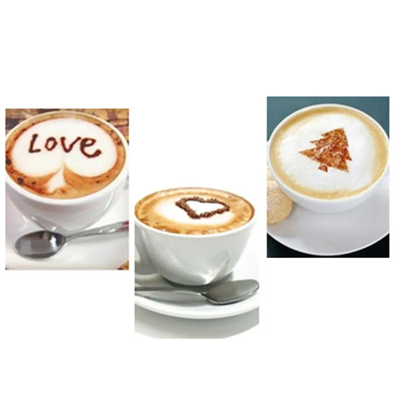 Plastic Fancy Coffee Decorating Stencils Milk Froth Cake Decoration Mold Barista Cappuccino Printing Template Spray Stencil JY0033