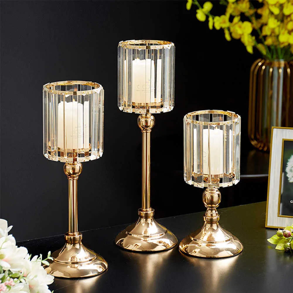 Dropship Luxury Crystal Metal Candle Holders Flowers Candlestick
