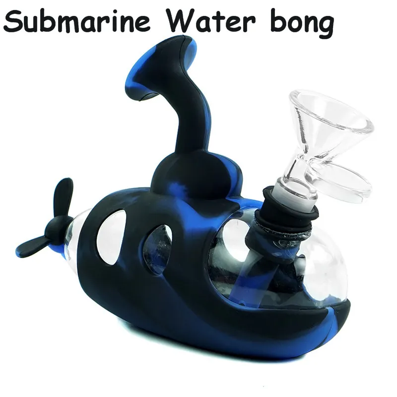 Submarine Silicone Hookah Bongs Perkolatorer Vattenrör Shisha Tube Sets med Glass Bowl Mini Bong Dab Rigs