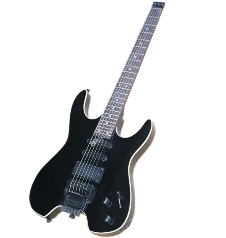 エレキギター カスタム ブラック ボディ ヘッドレス 24 フレット