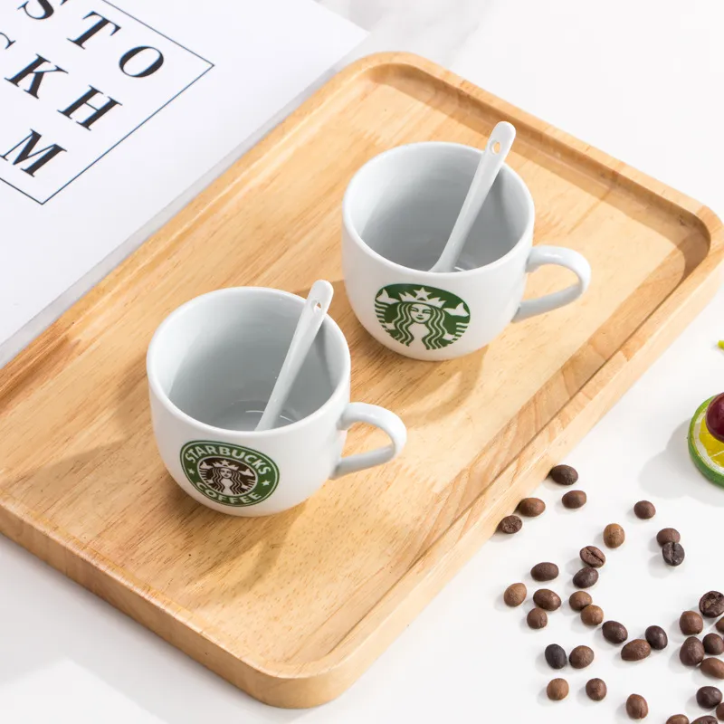 180ml Mini Starbucks Coffee Cup Pottery Luxury Mug With Spoon
