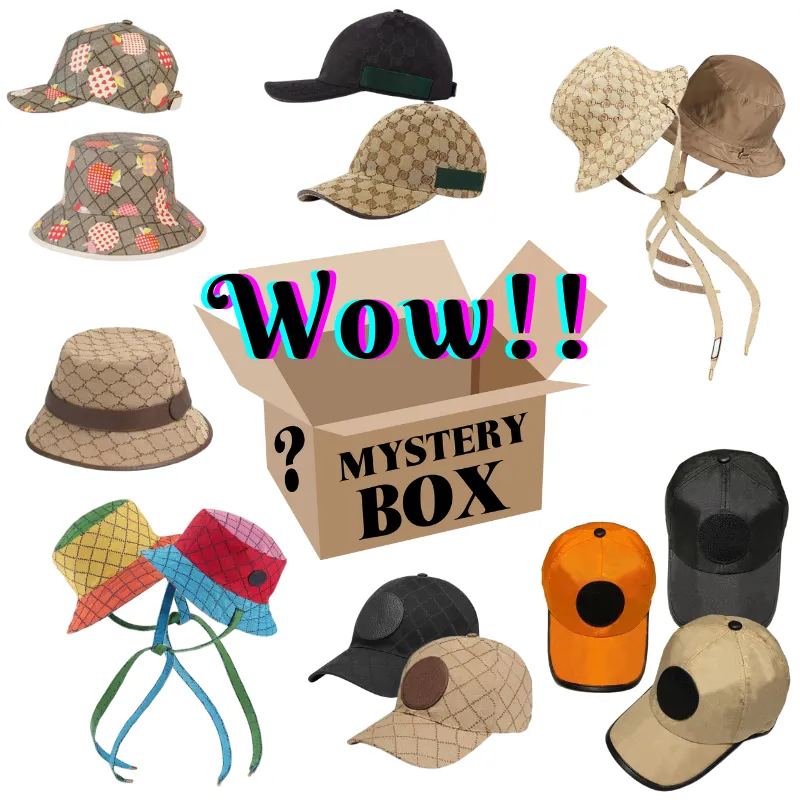 Fashion Designer Unisex Caps 1 Cappello da pescatore + 1 Berretto da baseball Mix Uomo Donna Mystery Box Cappelli a sorpresa Set fortunato ACC casuale