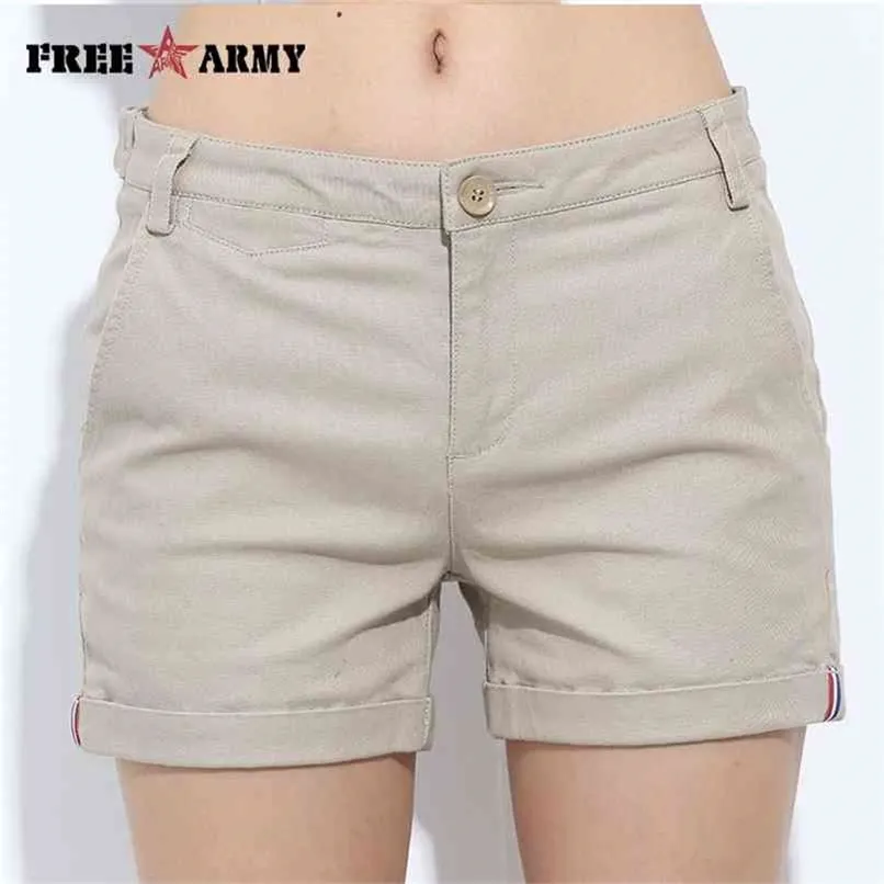 FreeArmy Brand Shorts para mujer Verano Dos diseños Mujer Casual Algodón Mujeres Plain Denim Bordado Short Lady 210714