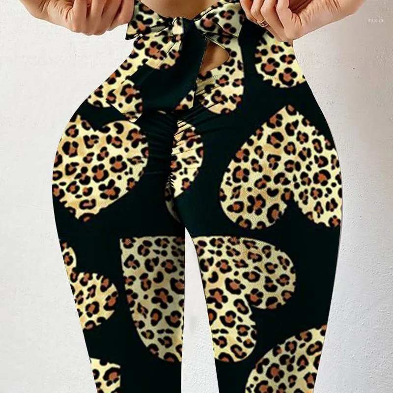 Fashion Leggings Women Leopard Printed High Waist Elastic Fitness Running Yoga Pants Sport Leggins Ladies Outfit