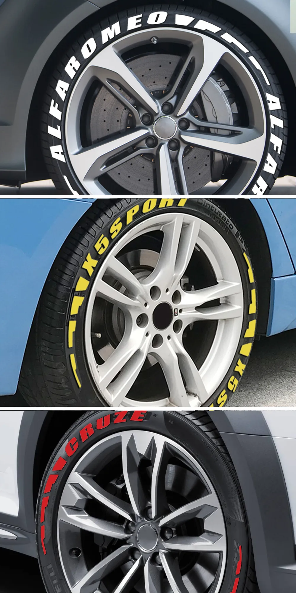 3D 11 Inch Custom Car Tyre Wheel Lettering Sticker Car Stickers Decals
