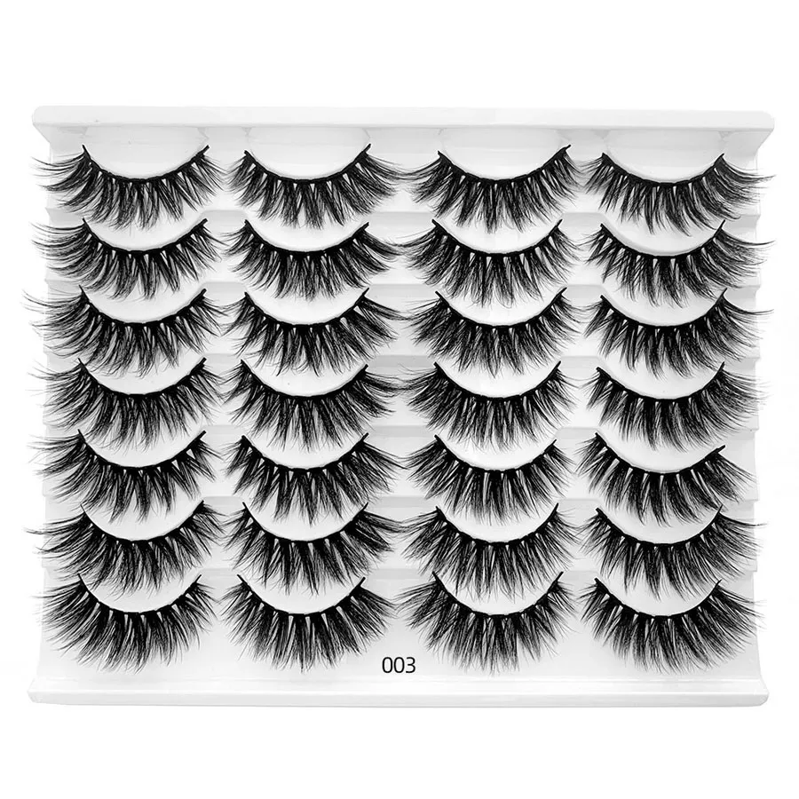 Handgjorda återanvändbara mjuka 3D-falska ögonfransar förlängningar Curly CrissCross Naturlig lång Tjock Mink Fake Lashes Eyes Makeup Tillbehör Lätt att bära 15 Modeller DHL