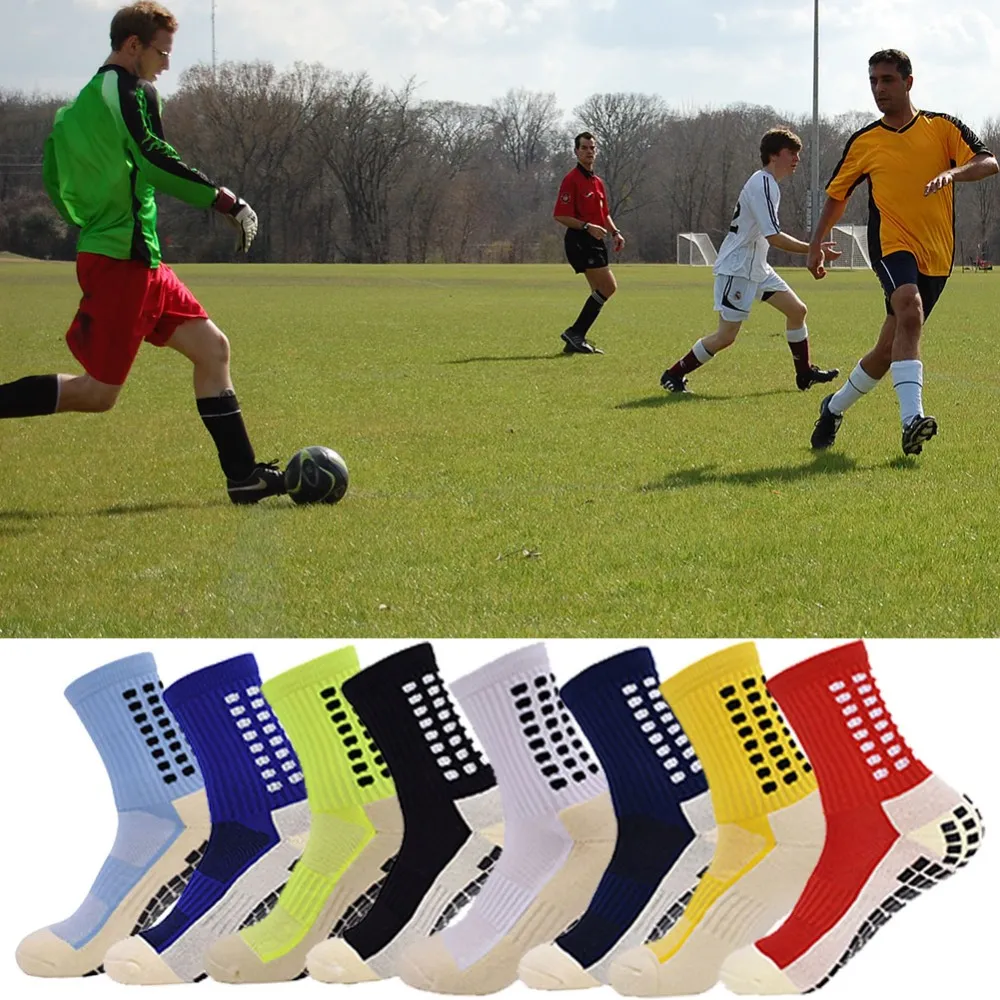 Men Anti Slip Football Socks Athletic Long Sock Absorbent Sports Grip Socks For Basketball Soccer Volleyball Running CX22