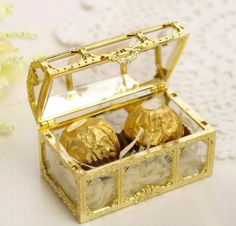 Gunst Houders Party Gunsten Candy Box Treasure Chest Shaped Wedding European Style Celebration Prachtige glanzende dozen