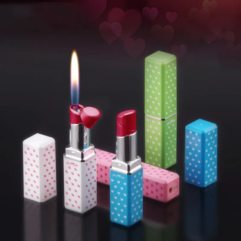 Creative Mini Lighter Butane Gas Refillable Lipstick Shape Cigarette Lighters For Women Nice Gift Funny Lighter