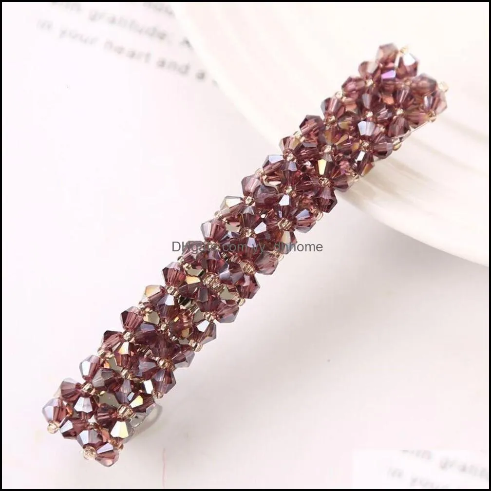 Korean jewelry flash diamond headdress hairpin four rows of crystal fishline knitting edge clip exquisite one word spring