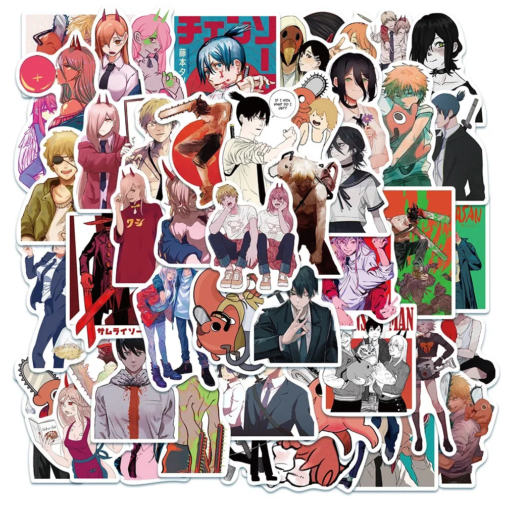 10/30 / 50 stks anime kettingzaag man cartoon schattige karakter graffiti sticker koffer notebook decoratie speelgoed groothandel auto