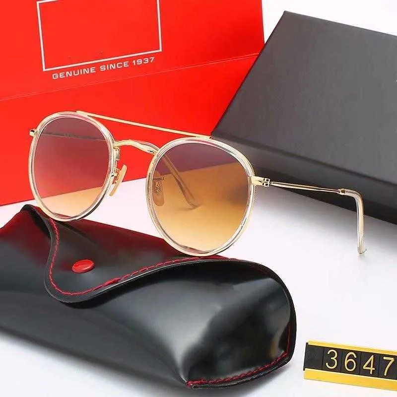 Brand designer Classic Round Polarized Sunglasses driving Eyewear Metal Gold Frame Glasses Men Women Sunglasses Polaroid glass Lens 3547F