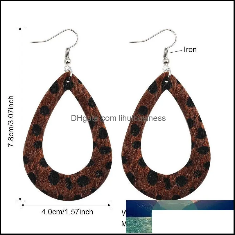 Unique Exaggerant Horse Hair Leopard PU Faux Leather Earrings Fashion Hollow Teardrop Drop Dangle Earrings for Women Jewelry