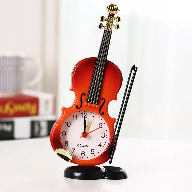 Creative Musical Instrument Shape Desktop Clock Living Room Decoration Table Clock 3