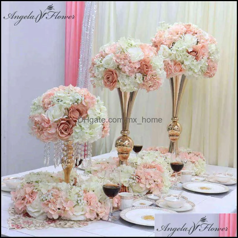 Decorative Flowers 35/40/50 Kunstmatige Bloem Tafel Middelpunt Krans Party Wedding Achtergrond Decor Weg Leiden Bal Rose Hydrangea Gypsophila