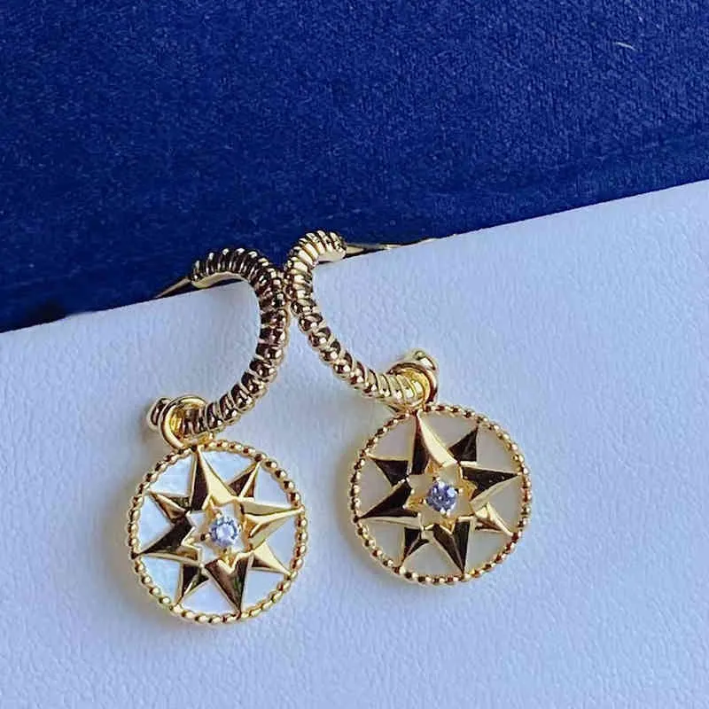 Women high quality Fairy compass earrings S925 Sterling silver Jewelry Original White Fritillary Angel Luster Fresh and refined