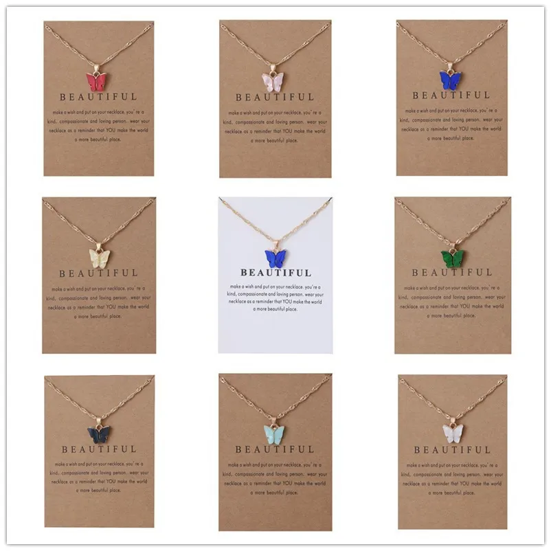 Collier pendentif en acrylique Butterfly, Constellation en alliage Collier de collier Bijoux Collier CARDE POUR LES FEMMES