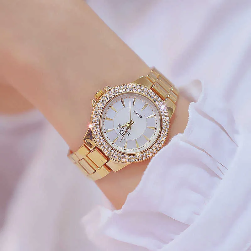 Arrival Gold Women Quartz Watches Luxury Diamond Elegant Dress Watches Ladies Wristwatches Relogios Femininos 210527