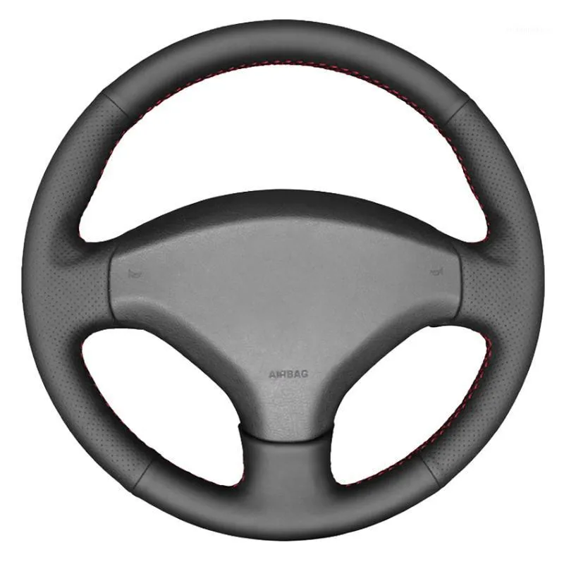 Housses de volant en cuir artificiel noir cousu à la main bâche de voiture pour 308 2007-2013 3008 2011-2022 408 2010-2014