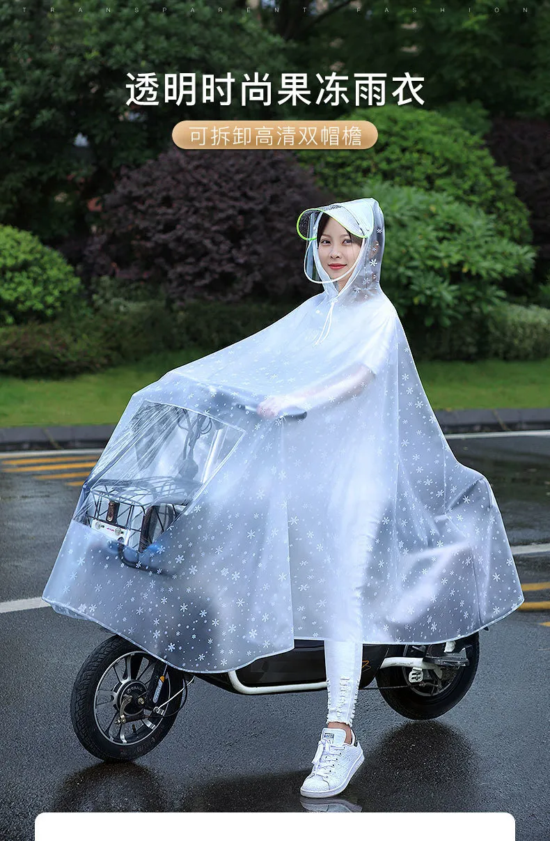 Waterproof Nylon Scooter Raincoat Women Transparent Plastic Ladies