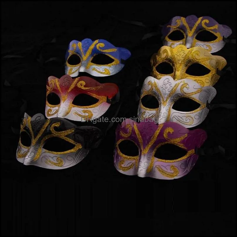 Masquerade Party Mask Upper Half Face Mask Venetian Masks Party Fancy Dress Mask With Gold Glitter