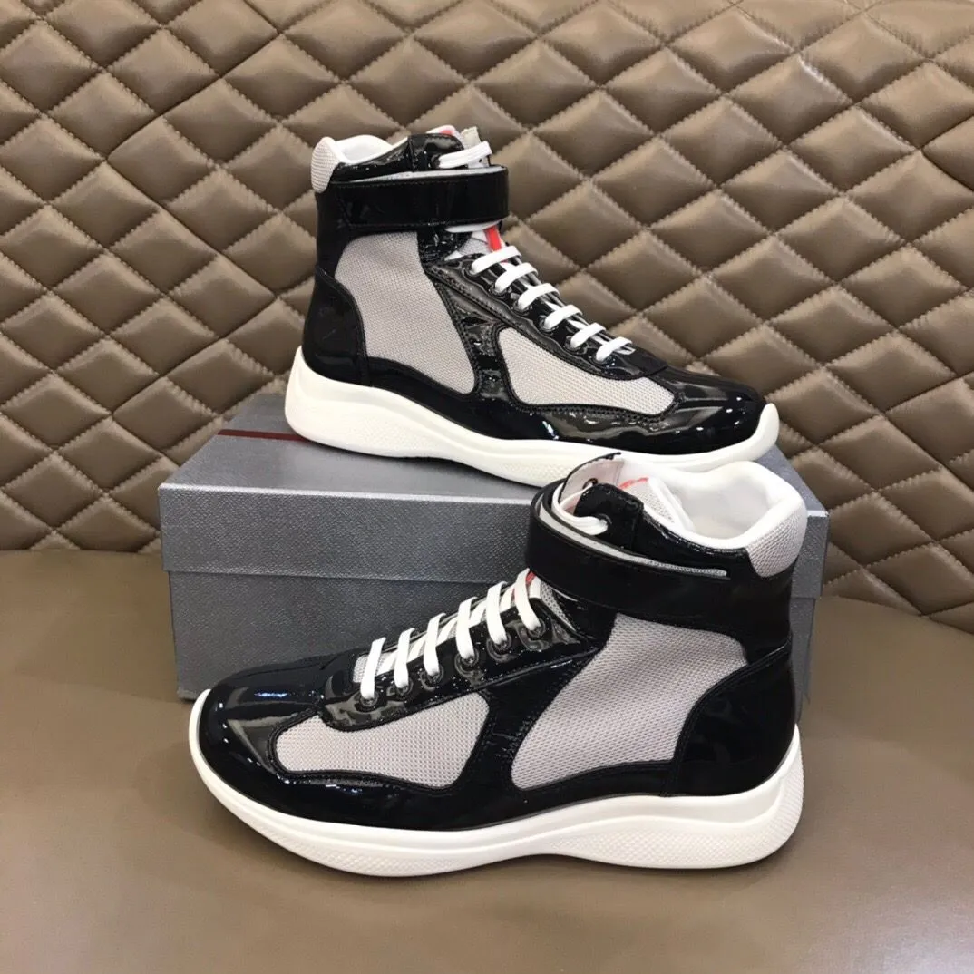 Роскошный бренд America Cup Cup High Top Sneakers Shoes Men Резиновая подошва повседневная ходьба