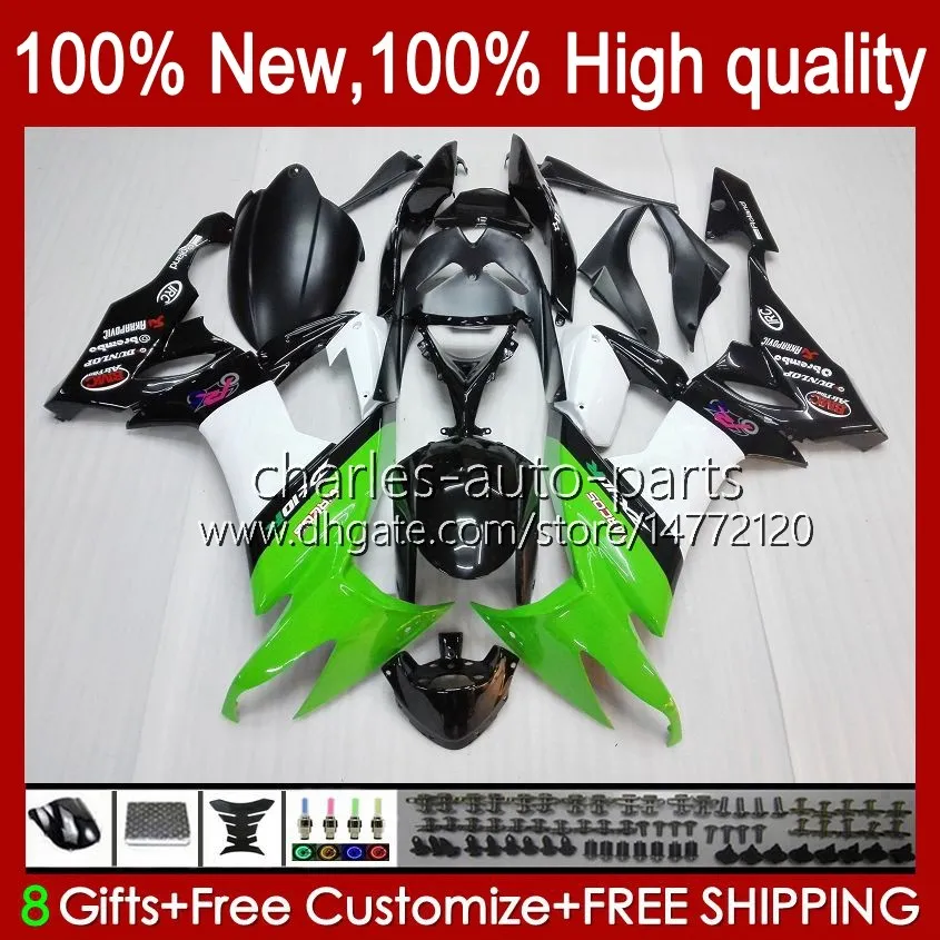 Kawasaki Ninja ZX1000C ZX-10R için Motosiklet Karoseri ZX-10R ZX 10R 10 R 1000 CC 2008-2010 Vücut 56NO.72 ZX10 1000cc ZX10R 08 09 10 ZX1000 2008 2009 2010 PERSASYON KITI Yeşil Stok