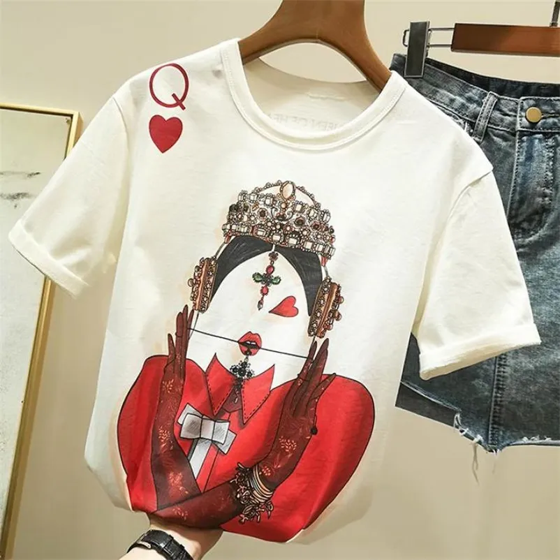 Zuolunouba Cartes à jouer à Harajuku T-shirt Femmes Nouveau Casual T-shirts d'été à manches courtes Tops Lâche 210304