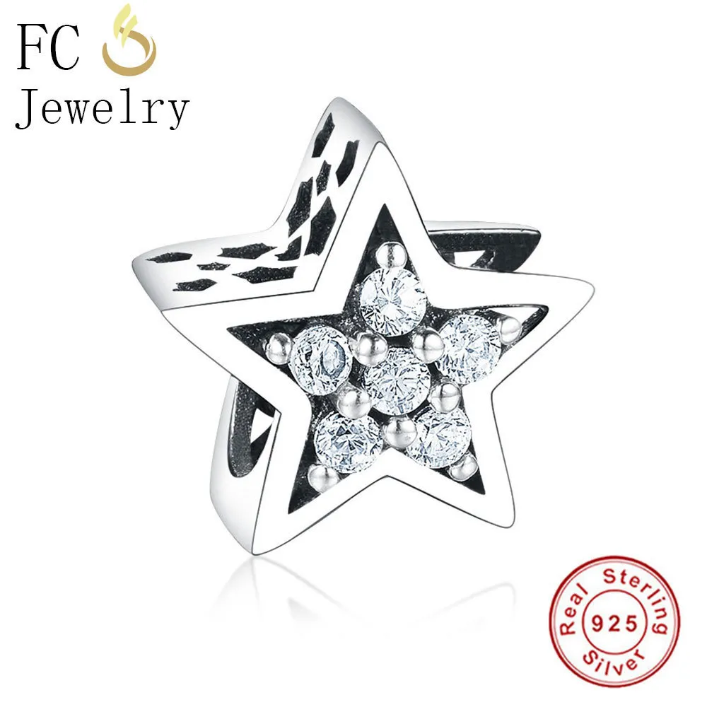 FC Jewelry Fit Original Brand Charms Bracelet 925 Sterling Silver Star Mix CZ Stone in Sky Beads For Making Berloque Gift Q0531