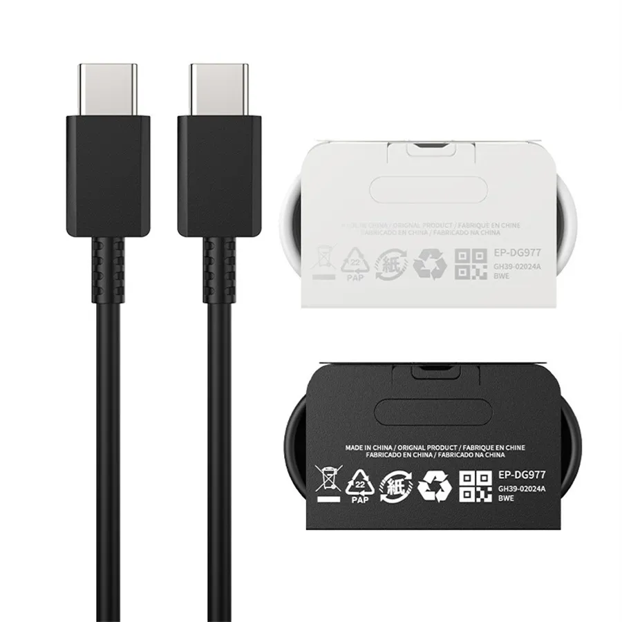 25W snabb snabb laddningskabel USB C PD Type-C-kablar 1M 3ft för Samsung Note 10 20 S10 S20 HTC Android Phone PC