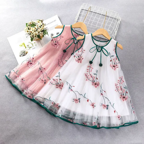 Zomerjurk voor meisjes bloem mouwloze prinses jurk feest elegante kinderen jurk kinderkleding kostuum 3-7 jaar vestidos q0716