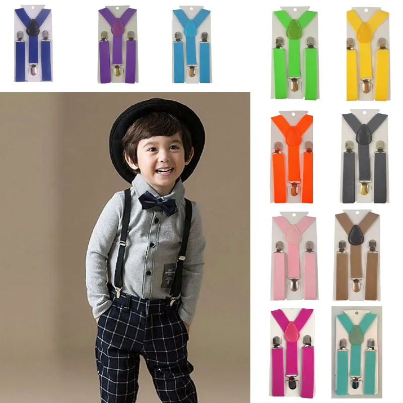 Soild Color Barn Bälte Baby Boys Girls Suspenders Clip-on Y-Back Braces Elastic Kids Justerbara Suspenders Suspenders