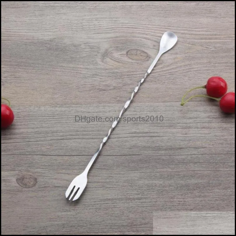 Wholesale Stainless Steel Cocktail Mixing Spoon Spiral Pattern Bar Cocktail Shaker Spoon Bar Tools fast shipping