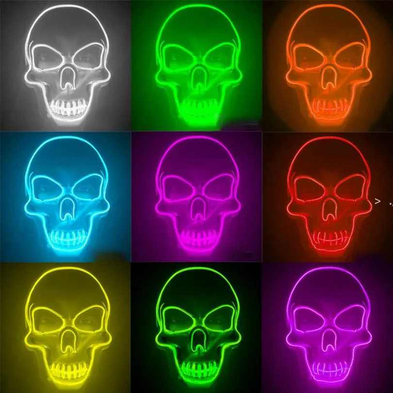 Halloween-Maske LED Glow Skull Masken für Kinder Neujahr Nachtclub Maskerade Cosplay Kostüm LLD10320