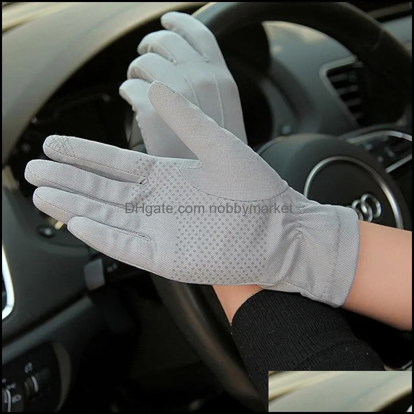 Summer Sun Protection Gloves Male Thin Breathable Anti-Slip Driving Gloves Anti-UV Full Fingers Man Mittens SZ105W1 201020