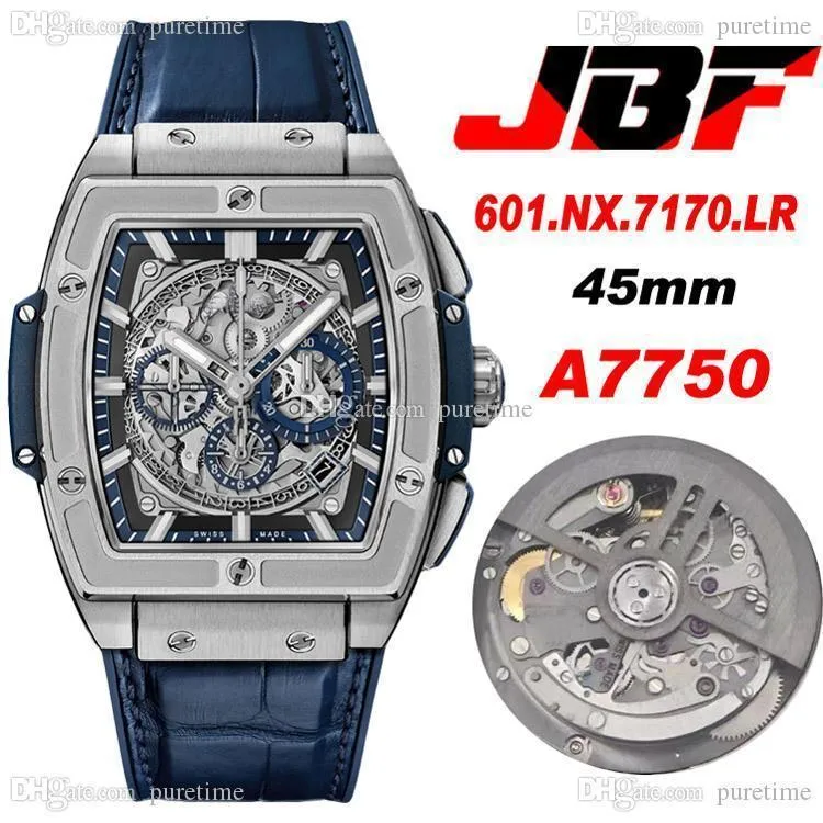 JBF MP 06 HUB4700 Automatische Chronograph Herrenuhr Stahlgeh use Blau Skeleton Dial Blue Leder Best Edition 2021 Neue ETA A7750 PureTime B2