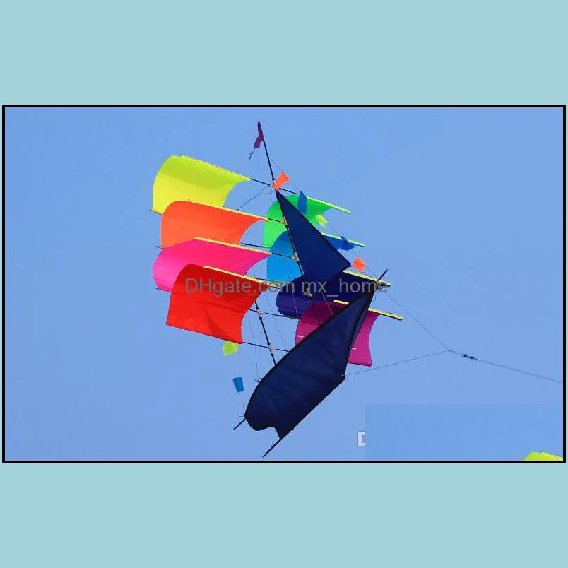 66 * 96cm 3D Sailboat Kite for Kids adults Sailing Boat Flying Kite with String and Handle Outdoor Beach Park Sports Fun