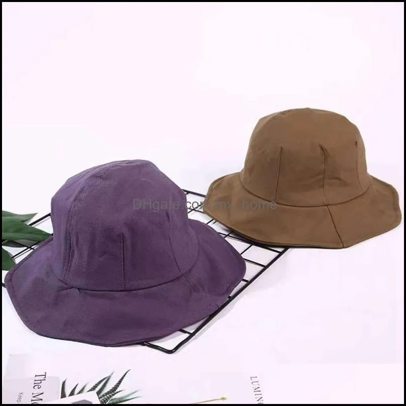 Fashion Women Beach Fisherman Hat Tie Dye Cotton Cute Solid Color Sun Protection Cap Female Outdoor Unisex Leisure Bucket Hats VT1560
