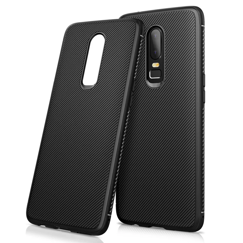 Mobiltelefonväska är lämpligt för 1 + 6 Twill TPU Non-Slip Fashion Simple Anti-Drop OnePlus 6 Business Mobiltelefon Skyddskåpa