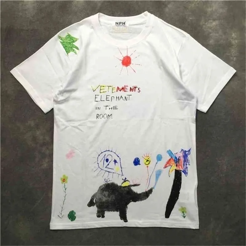 Novelty Men Vetements Elephant T-shirts T-tröja Hip Hop Skateboard Street Cotton T-shirts TEE TOP KENYE S-XXL # K17 210716