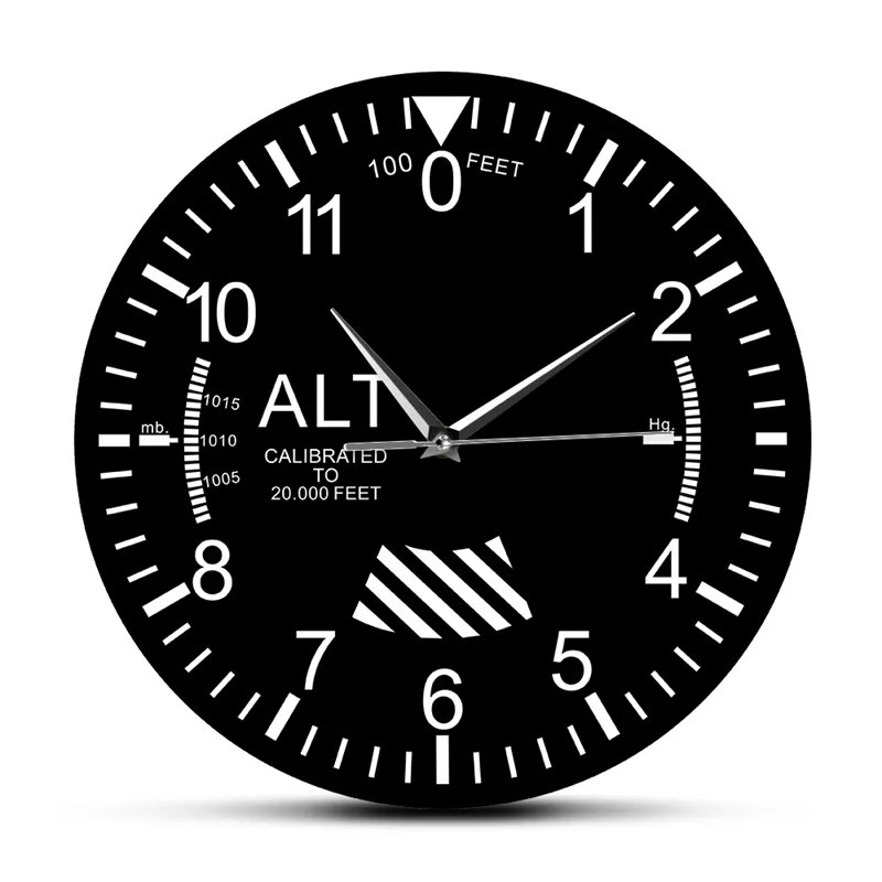 Классический альтиметр круглые настенные часы современный альтиметр прибор стиль настенные часы пилота воздушный самолет высоты измерения дома декор 210310