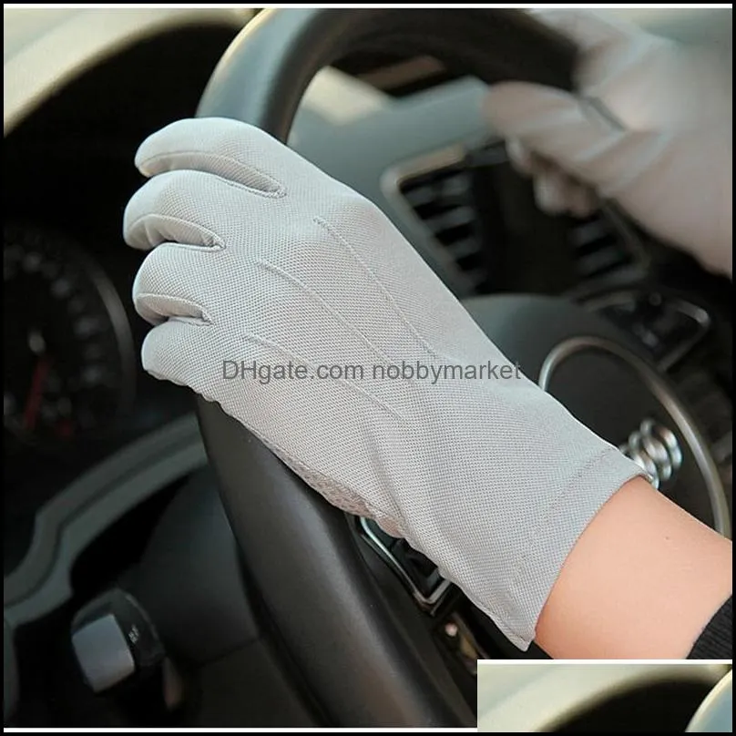 Summer Sun Protection Gloves Male Thin Breathable Anti-Slip Driving Gloves Anti-UV Full Fingers Man Mittens SZ105W1 201020