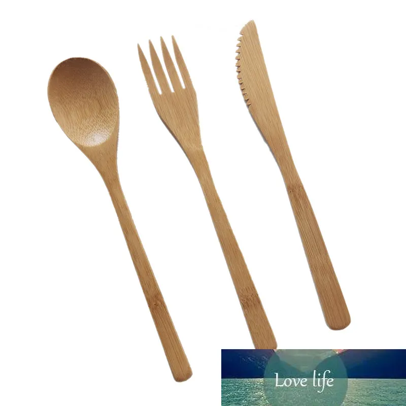 4 pçs / conjunto de utensílios de bambu japoneses de bambu talheres garfo faca colher conjunto com bolsa para estudante viajar escola bento suprimentos